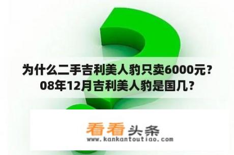 为什么二手吉利美人豹只卖6000元？08年12月吉利美人豹是国几？