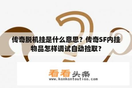 传奇脱机挂是什么意思？传奇SF内挂物品怎样调试自动捡取？