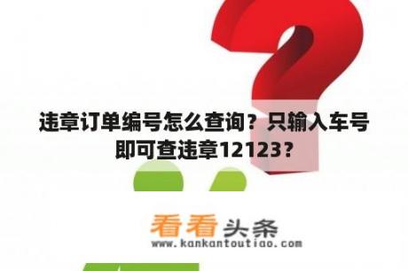 违章订单编号怎么查询？只输入车号即可查违章12123？