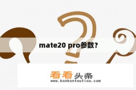 mate20 pro参数？