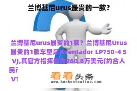 兰博基尼urus最贵的一款？