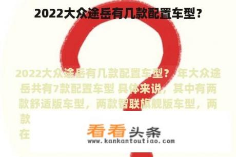 2022大众途岳有几款配置车型？