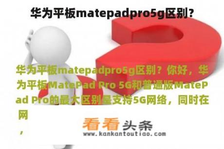 华为平板matepadpro5g区别？