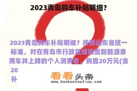 2023青岛购车补贴明细？