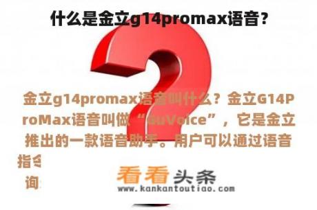 什么是金立g14promax语音？