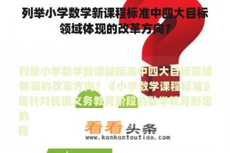 列举小学数学新课程标准中四大目标领域体现的改革方向？