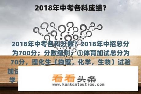 2018年中考各科成绩？