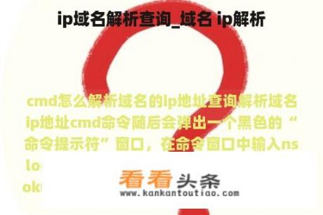 ip域名解析查询_域名 ip解析