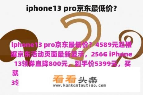 iphone13 pro京东最低价？