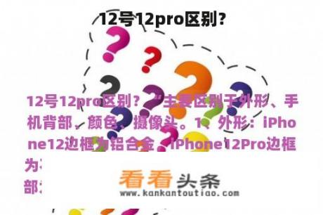 12号12pro区别？