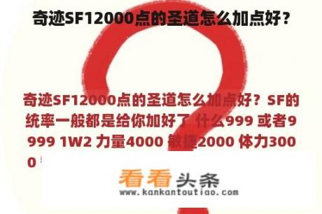 奇迹SF12000点的圣道怎么加点好？