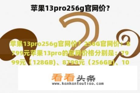 苹果13pro256g官网价？