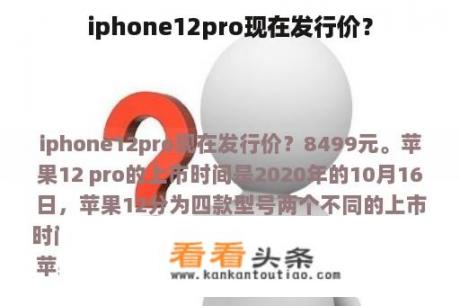 iphone12pro现在发行价？