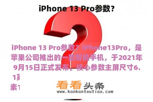 iPhone 13 Pro参数？