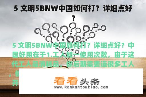 5 文明5BNW中国如何打？详细点好？