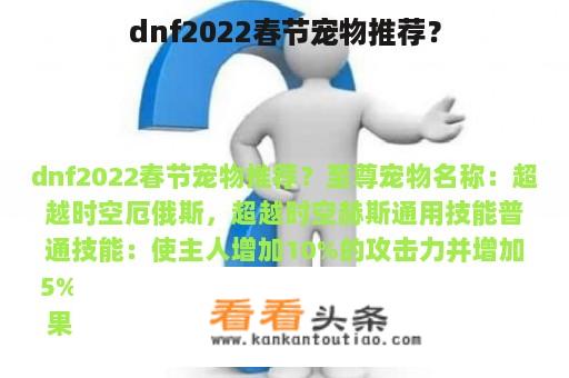 dnf2022春节宠物推荐？