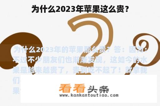 为什么2023年苹果这么贵？