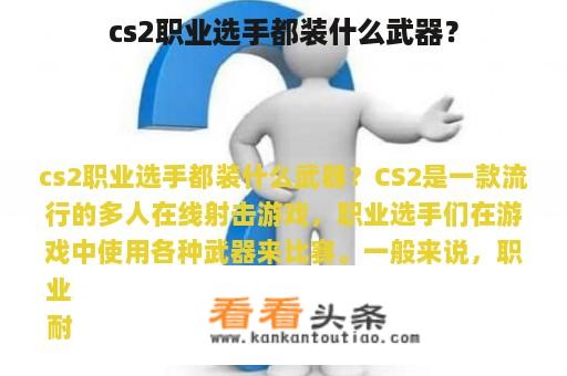 cs2职业选手都装什么武器？