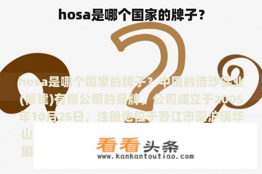 hosa是哪个国家的牌子？