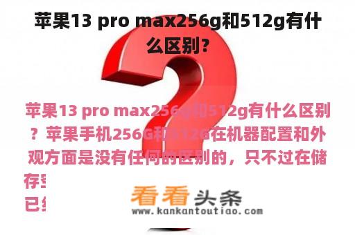 苹果13 pro max256g和512g有什么区别？