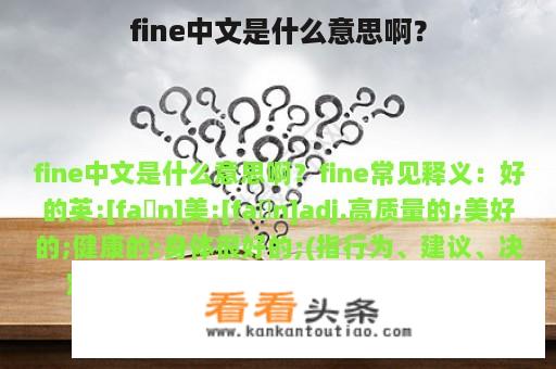 fine中文是什么意思啊？