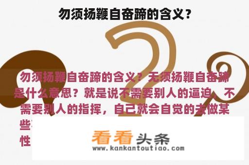 勿须扬鞭自奋蹄的含义？