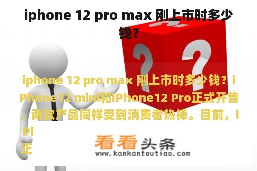 iphone 12 pro max 刚上市时多少钱？