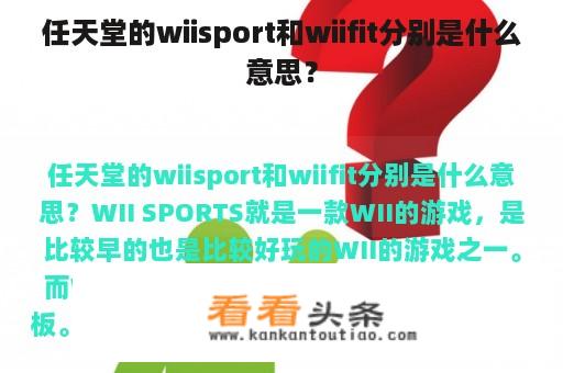 任天堂的wiisport和wiifit分别是什么意思？