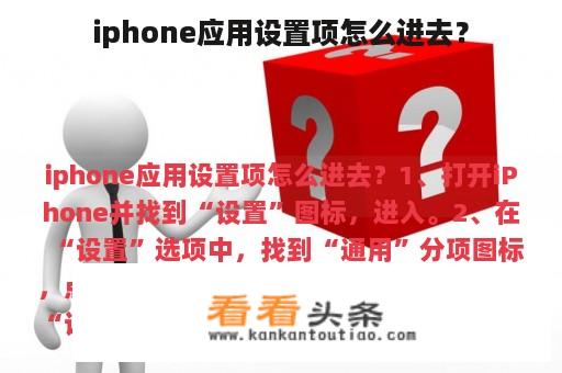 iphone应用设置项怎么进去？