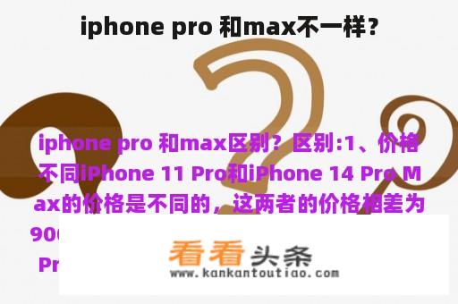 iphone pro 和max不一样？