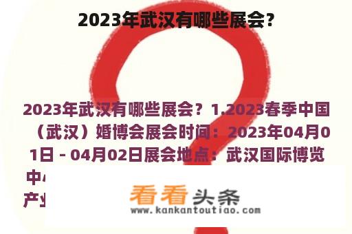 2023年武汉有哪些展会？