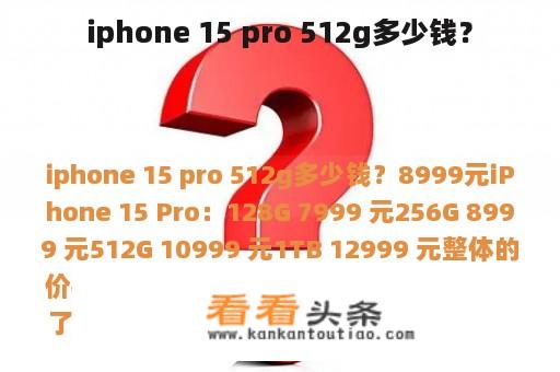 iphone 15 pro 512g多少钱？