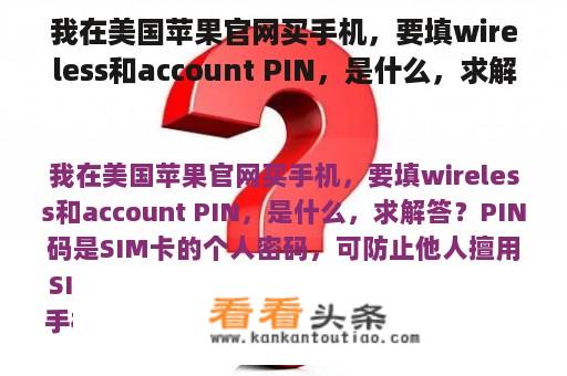 我在美国苹果官网买手机，要填wireless和account PIN，是什么，求解答？