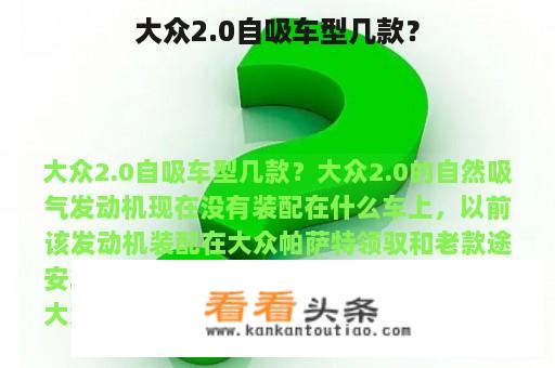 大众2.0自吸车型几款？