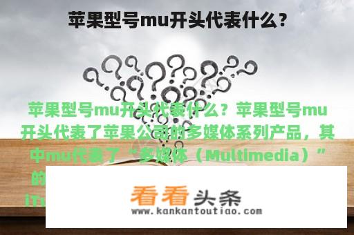 苹果型号mu开头代表什么？