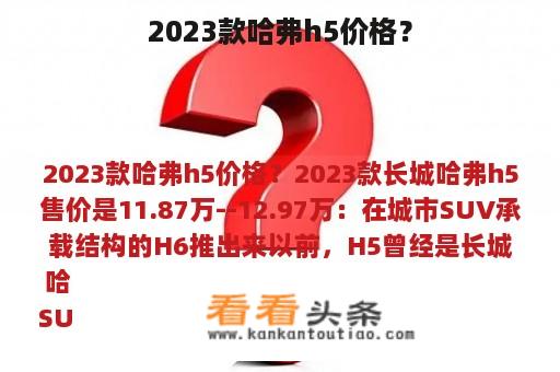 2023款哈弗h5价格？