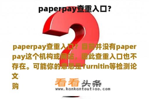 paperpay查重入口？