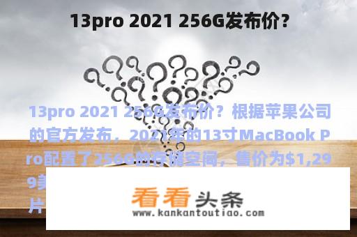 13pro 2021 256G发布价？