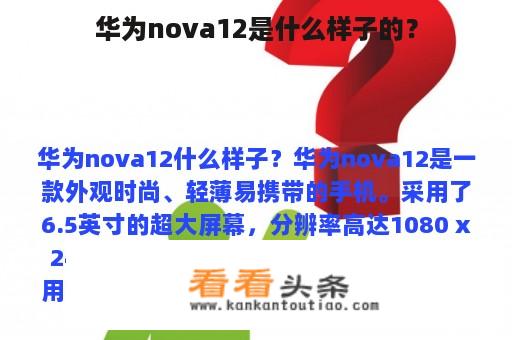 华为nova12是什么样子的？