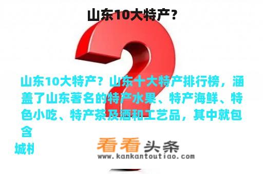 山东10大特产？