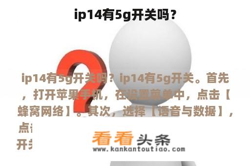 ip14有5g开关吗？