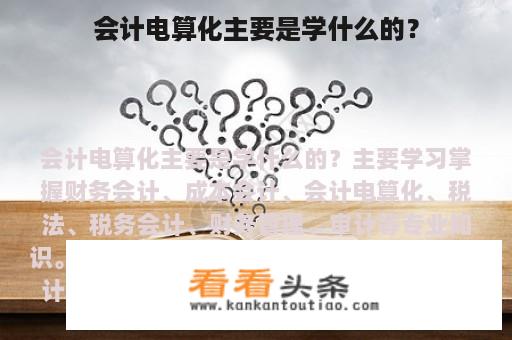 会计电算化主要是学什么的？