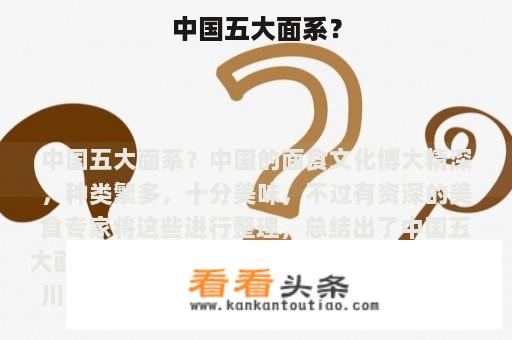 中国五大面系？