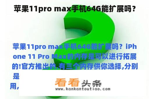 苹果11pro max手机64G能扩展吗？