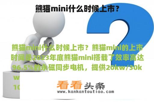 熊猫mini什么时候上市？