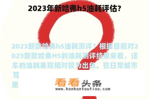 2023年新哈弗h5油耗评估？