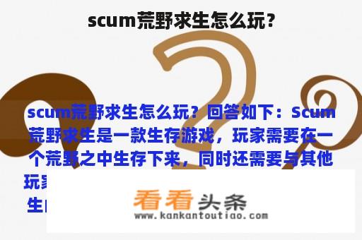 scum荒野求生怎么玩？