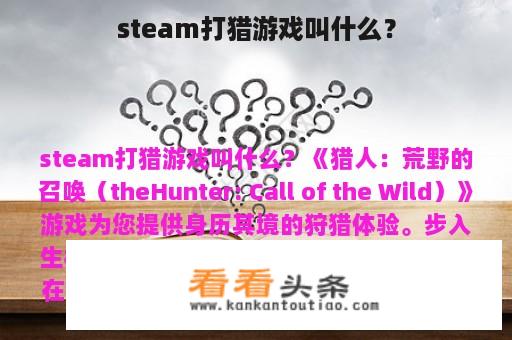 steam打猎游戏叫什么？