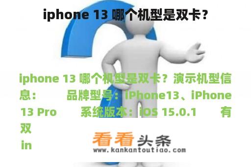 iphone 13 哪个机型是双卡？