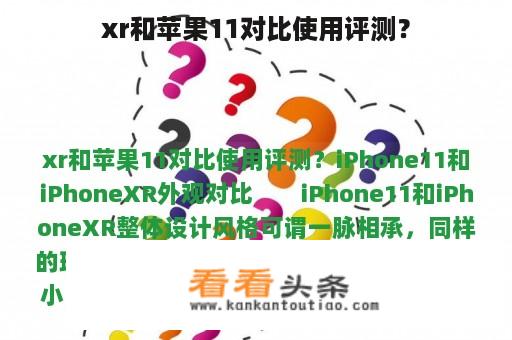 xr和苹果11对比使用评测？